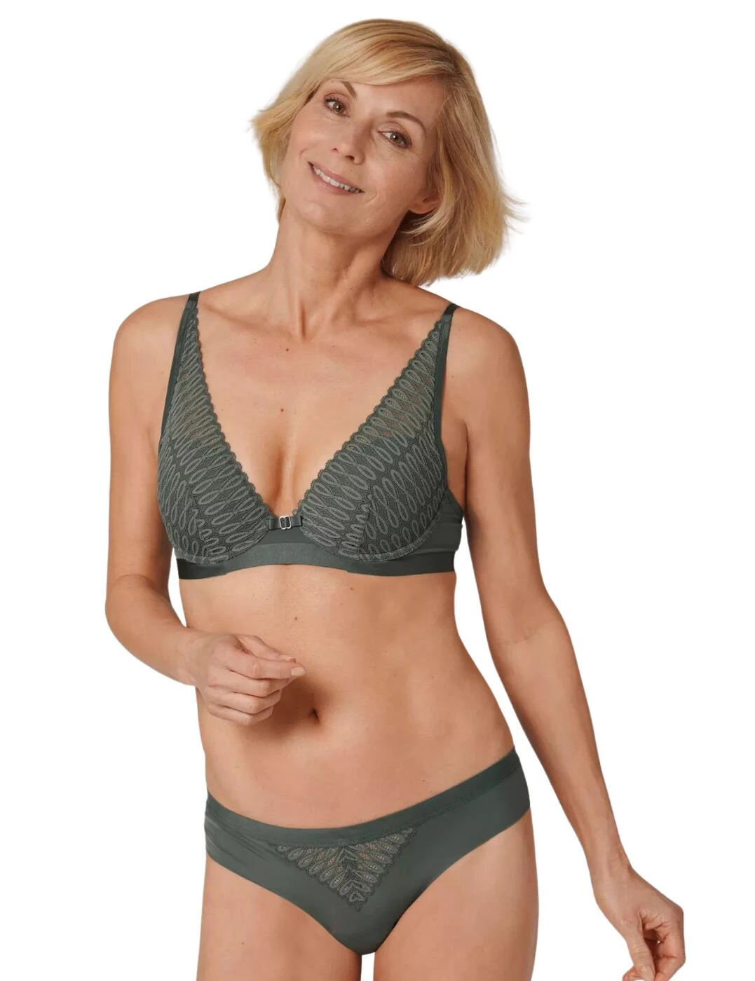 10208018 Triumph Aura Spotlight Plunge Bra - 10208018 Smokey Green - Image 3